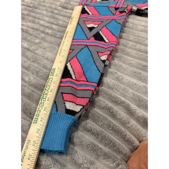 Vtg Tyrolia By Head Mens M VTG Handknit Wool Sweater Pants Set Teal & Pink 80s - Picture 7 of 15